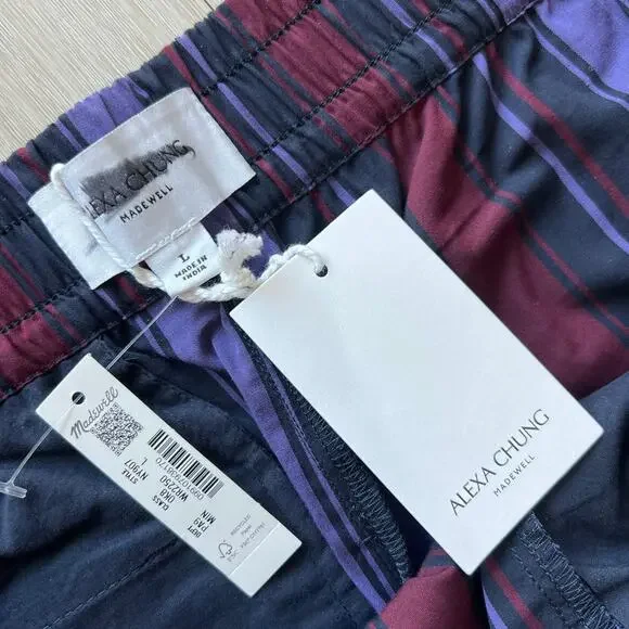 Madewell Alexa Chung Ernie Poplin Pant Womens Large Striped - Picture 2 of 9